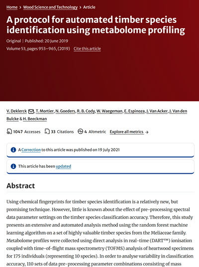 A protocol for automated timber species identification